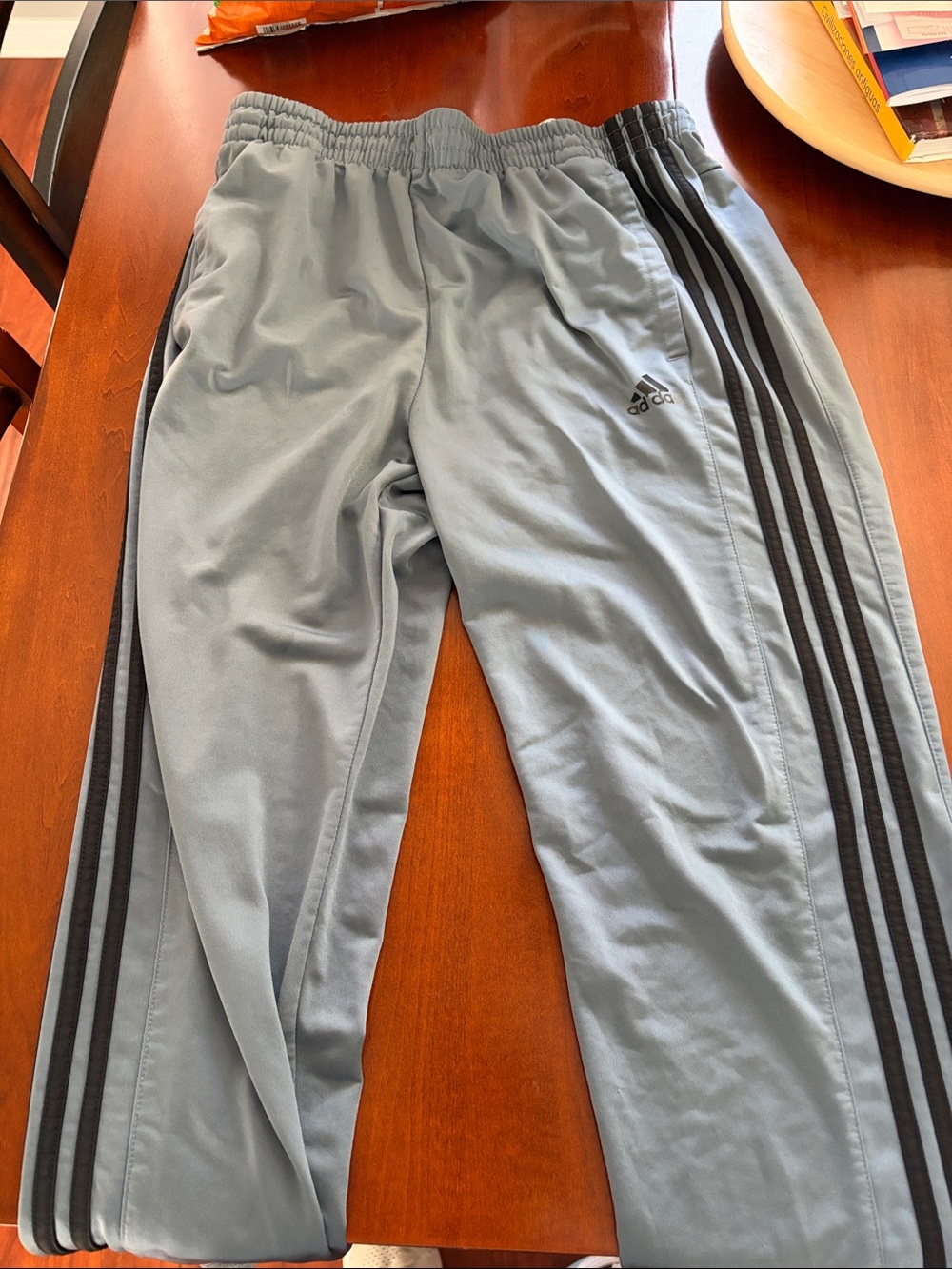 adidas Light Gray Track Pants with Black Stripes